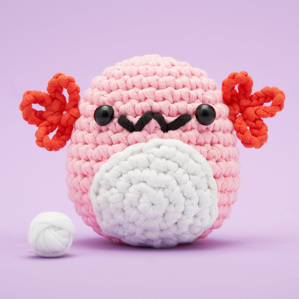 Strawberry the Axolotl Crochet Kit - Beginner Guided Kit