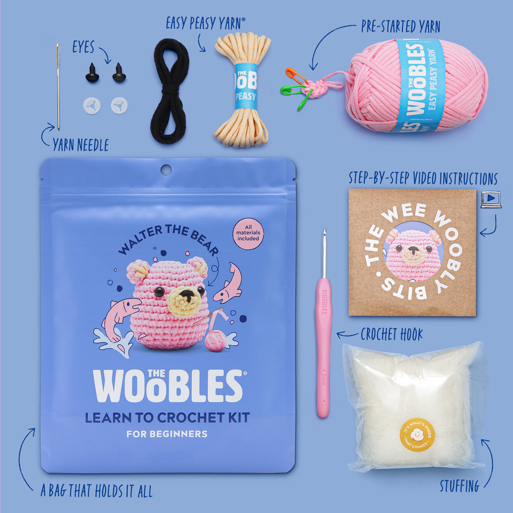 Walter the Bear Pink Crochet Kit - Crochet Kit Favorite