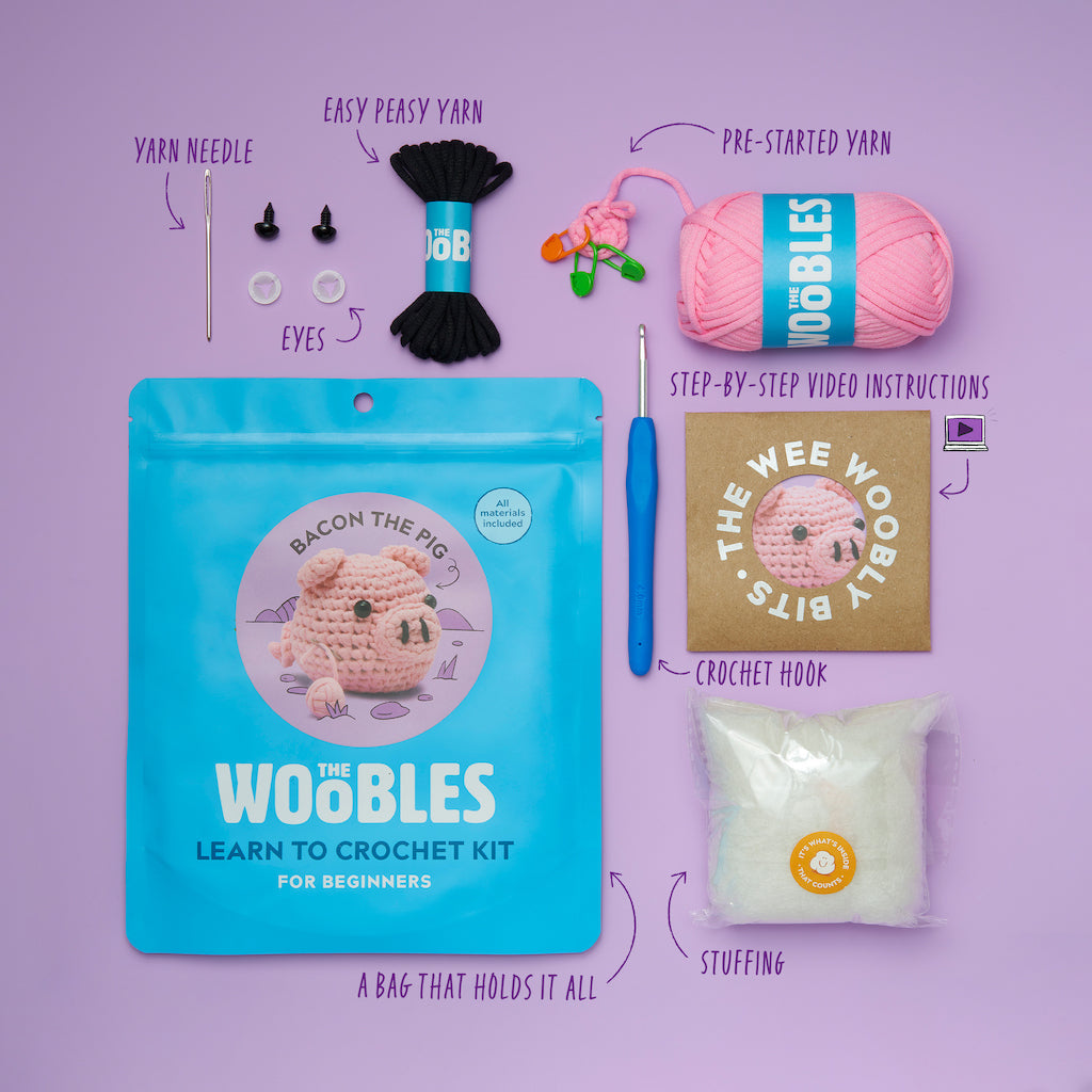 Bacon the Pig Crochet Kit - Ready for Craft Time