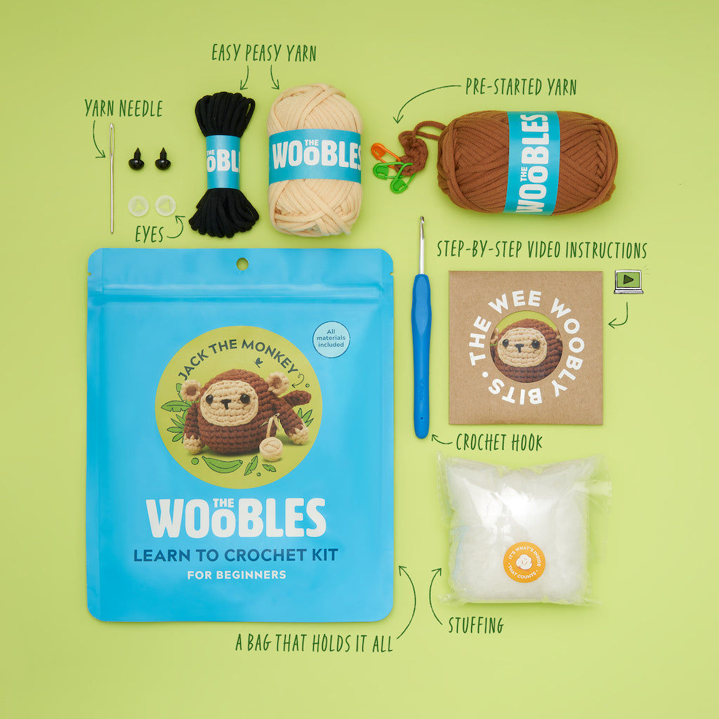 Jack the Monkey Crochet Kit - Cute Yarn Joy