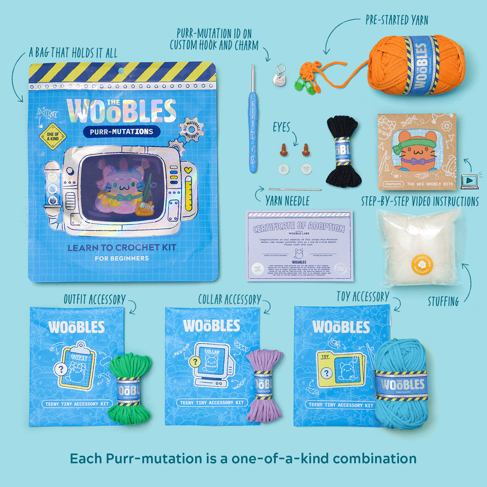 One-of-a-Kind Purr-Mutation Crochet Kit - Weekend Craft Ready