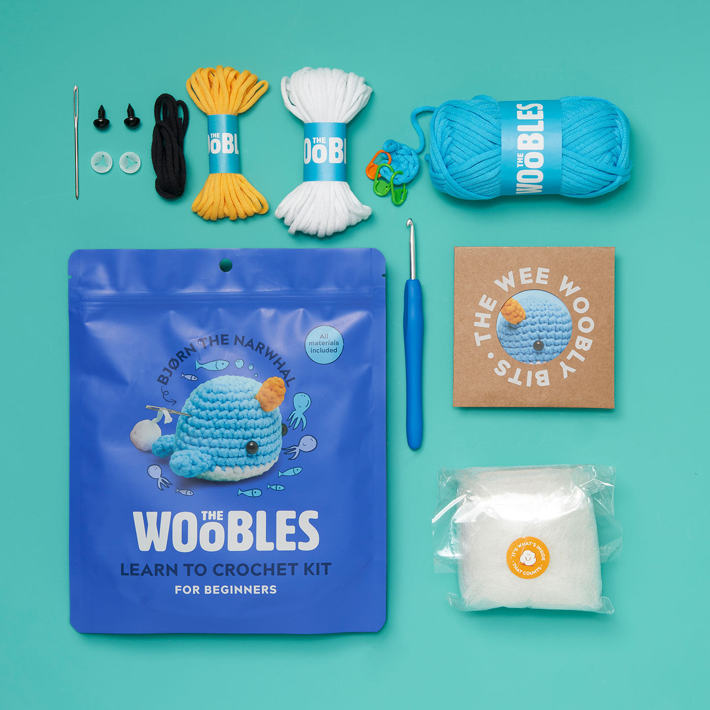 Bjørn the Narwhal Crochet Kit - Woobles Kit Favorite