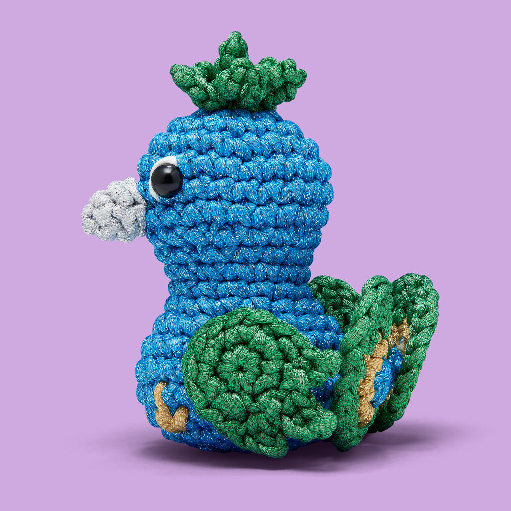 Reginald the Peacock Crochet Kit - DIY Kit Favorite