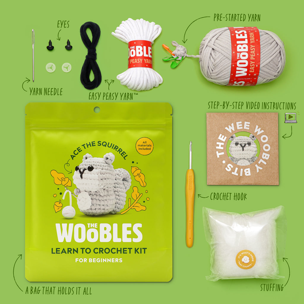 Ace the Squirrel Crochet Kit - Turn Yarn into Woobles