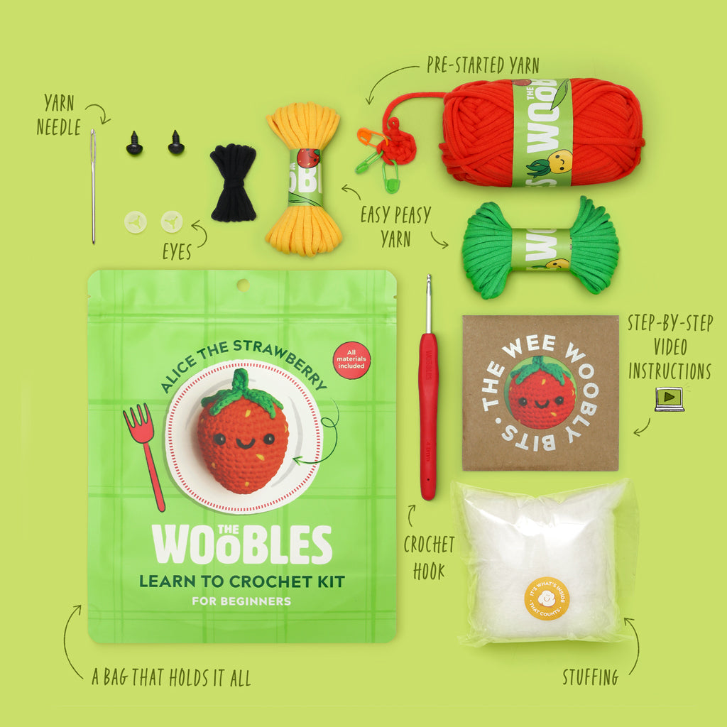 Alice the Strawberry Crochet Kit - For Creative Breaks