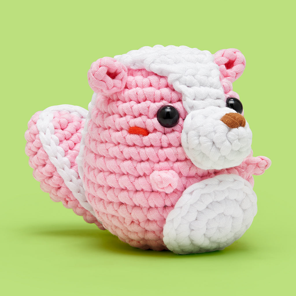 Andre the Skunk Pink Crochet Kit - Creative with Yarn