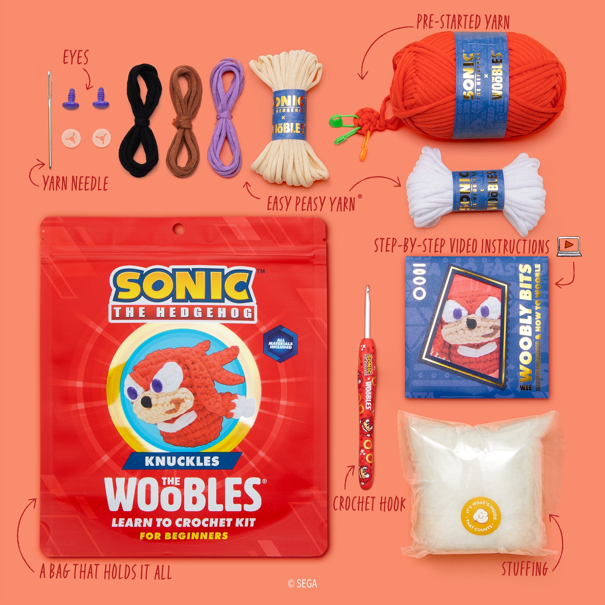 Knuckles Crochet Kit - Woobles Crafts Daily
