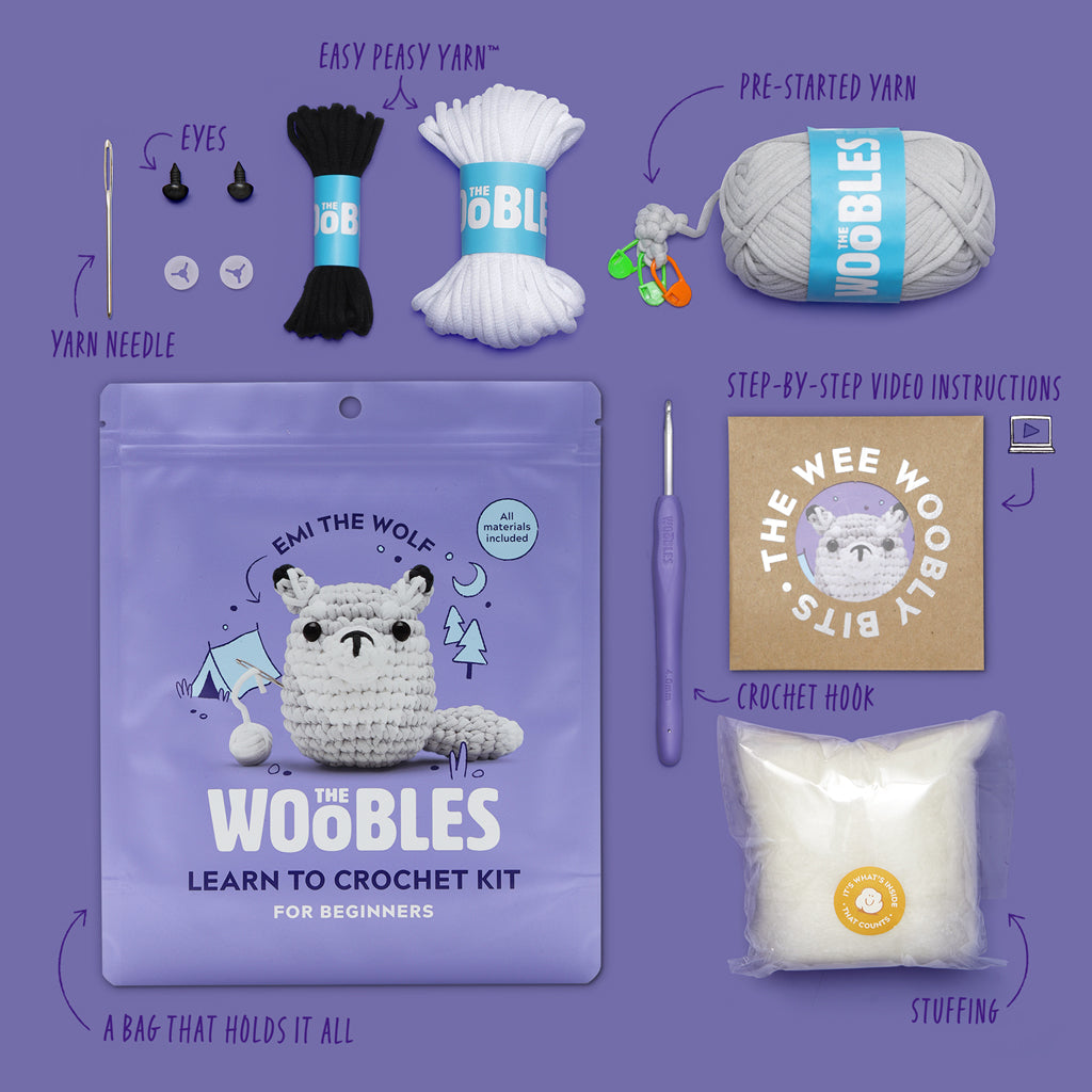 Emi the Wolf Crochet Kit - Made for First-Timers