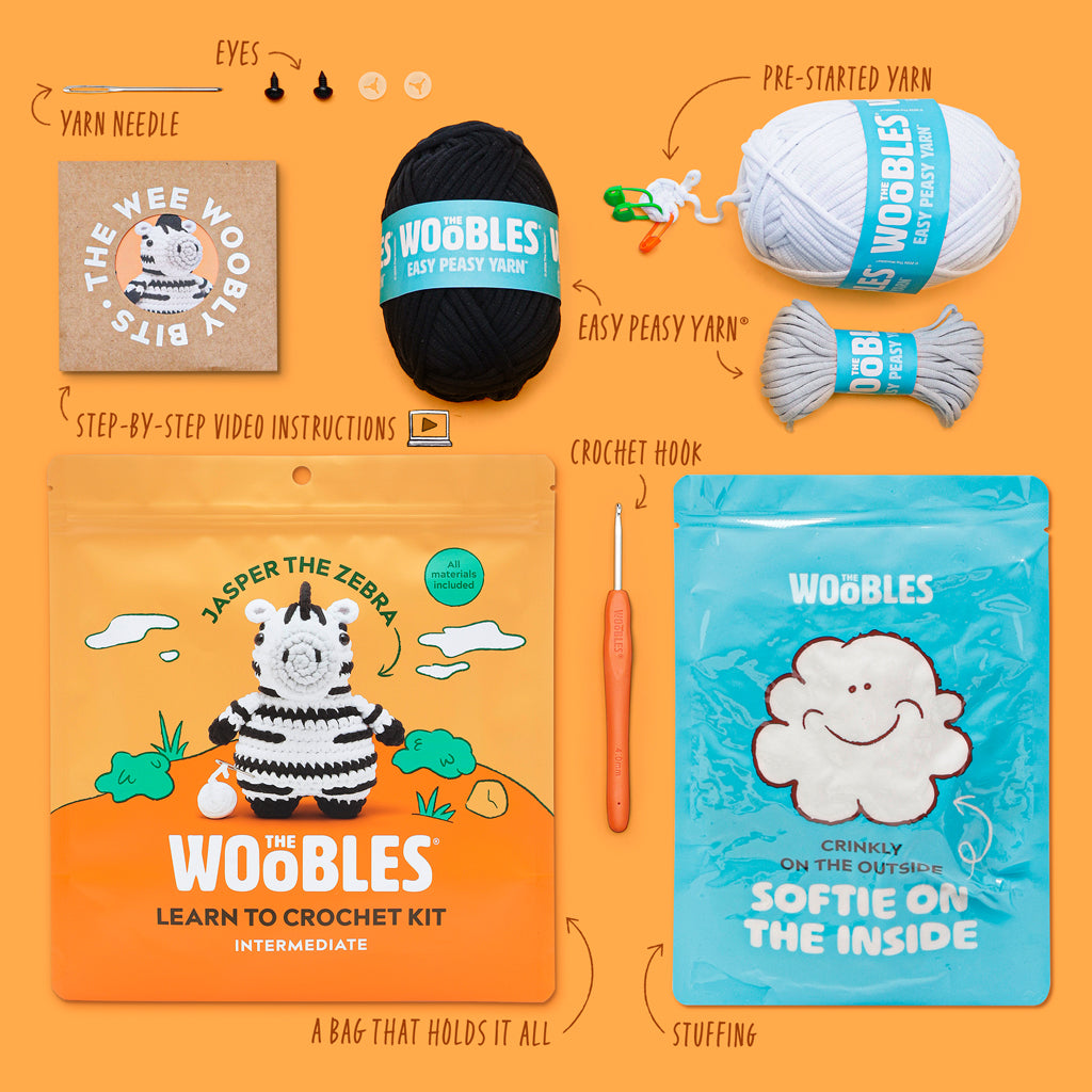 Jasper the Zebra Crochet Kit - Fun with Yarn