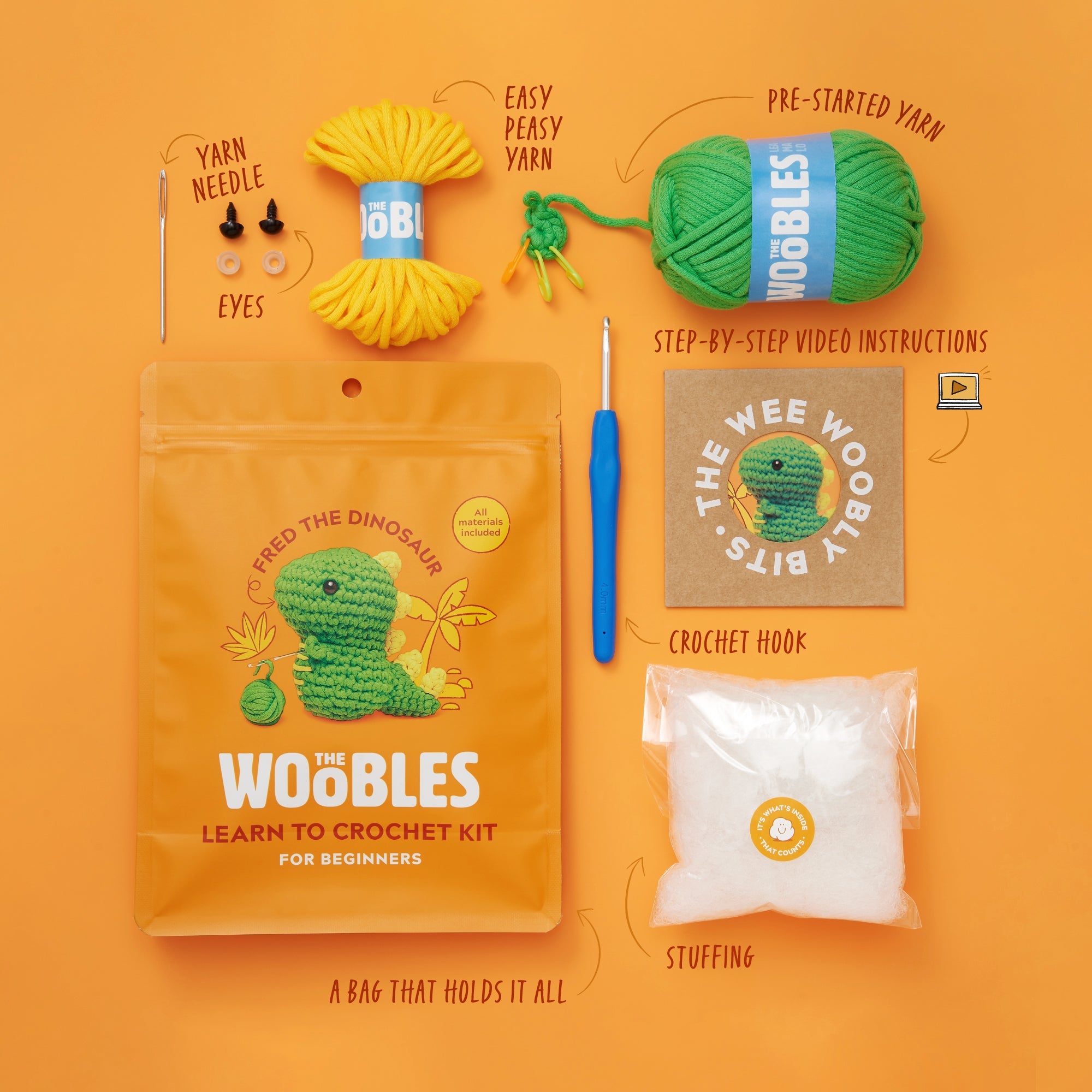 Fred the Dinosaur Crochet Kit - Start Small